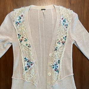 Free People Sweater with Vintage Lace and Sequins